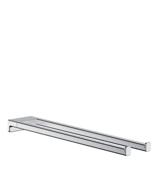 Hansgrohe Handtuchhalter mit zwei Armen in Chrom aus Metall, montierbar an der Wand, geeignet zur Aufbewahrung von Handtüchern.